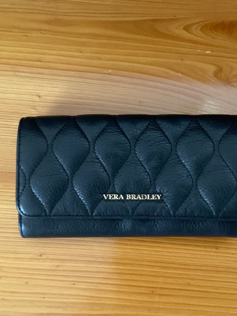Ladies black quilted leather Vera Bradley wallet